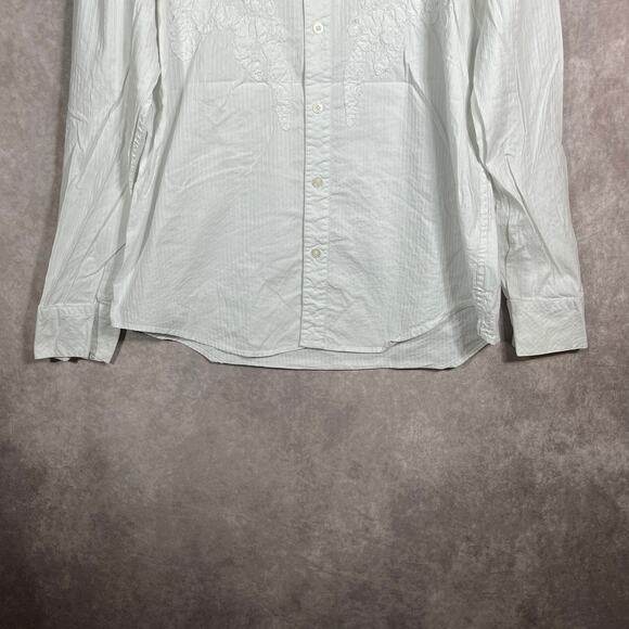 BKE Shirt Mens Size XXL White Long Sleeves Button Up Slim Fit Embroidered Casual - Picture 3 of 10